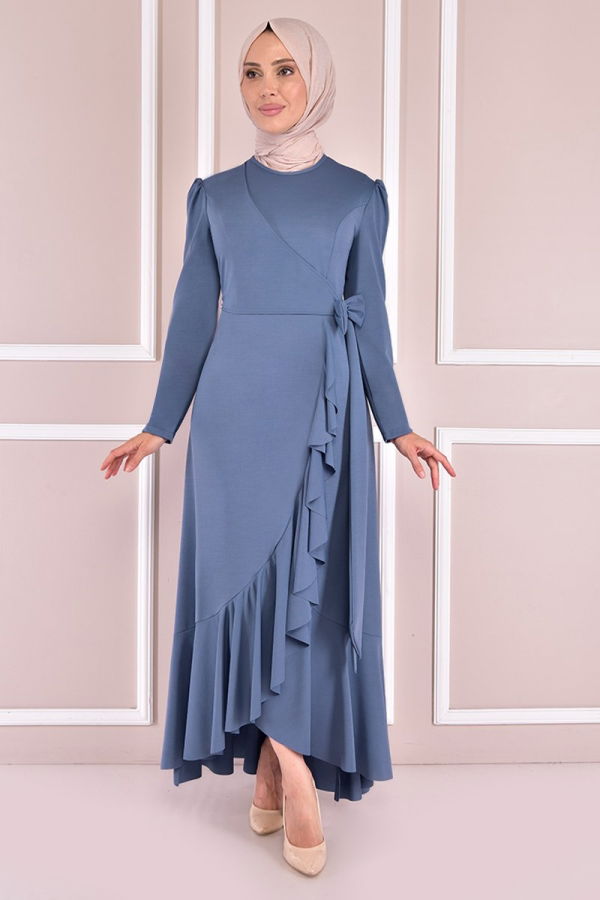 Modaselvim NET 20%+20% DISCOUNT IN THE CARD DRESS KBR70302-M Blue