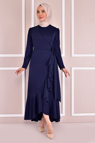 moda selvim DRESS KBR70302-M Navy Blue - Thumbnail