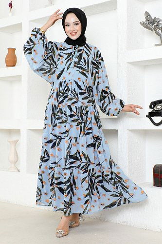 moda selvim Dress MAS2394 Blue - Thumbnail