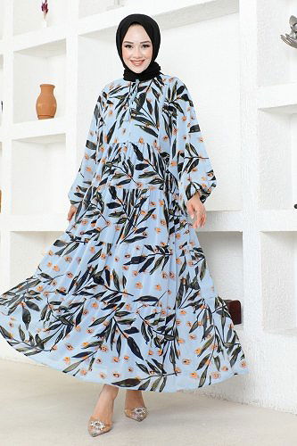 moda selvim Dress MAS2394 Blue - Thumbnail