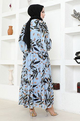 moda selvim Dress MAS2394 Blue - Thumbnail