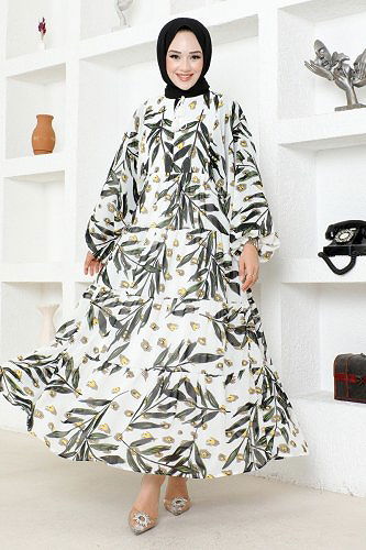 moda selvim Dress MAS2394 Ecru - Thumbnail