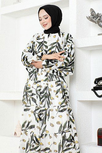 moda selvim Dress MAS2394 Ecru - Thumbnail