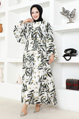 moda selvim MAS2394 لون بيج فاتح فستان - Thumbnail