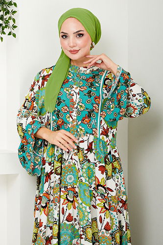 moda selvim الفستان أخضر MDP7113-M - Thumbnail