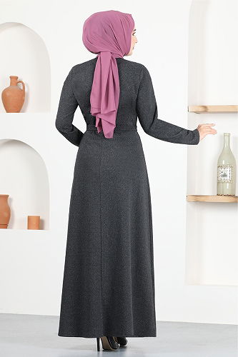moda selvim Dress MSL2019-M Anthracite - Thumbnail
