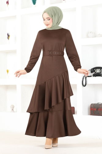 moda selvim Dress MSL2020 Brown - Thumbnail