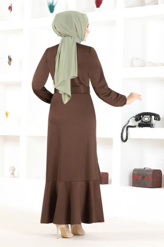 moda selvim Dress MSL2020 Brown - Thumbnail