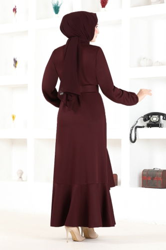 moda selvim Dress MSL2020 Claret Red - Thumbnail