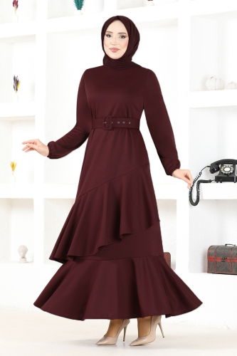 moda selvim Dress MSL2020 Claret Red - Thumbnail