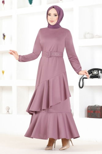 moda selvim Dress MSL2020 Dried Rose - Thumbnail