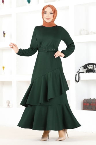 moda selvim Dress MSL2020 Emerald - Thumbnail