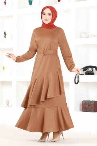 moda selvim Dress MSL2020 Tan - Thumbnail