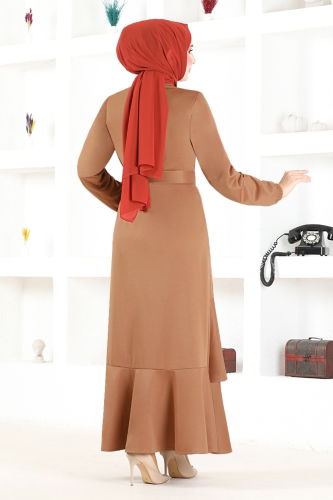 moda selvim Dress MSL2020 Tan - Thumbnail