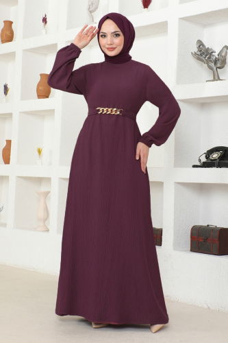 moda selvim Dress MSL205 Damson - Thumbnail