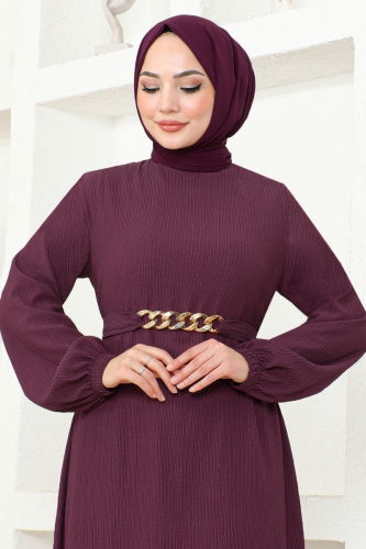 moda selvim Dress MSL205 Damson - Thumbnail