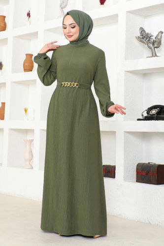 moda selvim Dress MSL205 Khaki - Thumbnail