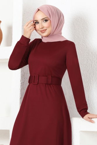 moda selvim Dress MSL3010 Claret Red - Thumbnail