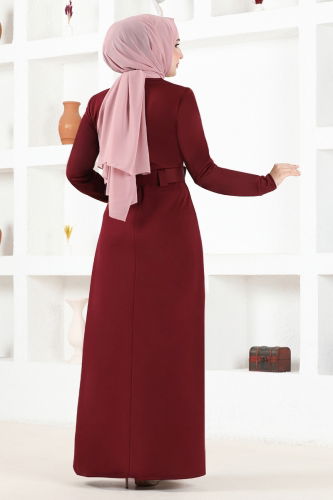 moda selvim Dress MSL3010 Claret Red - Thumbnail