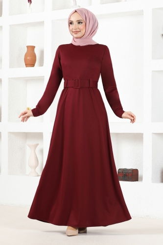 moda selvim Dress MSL3010 Claret Red - Thumbnail