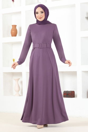 moda selvim Dress MSL3010 Dark Lilac - Thumbnail