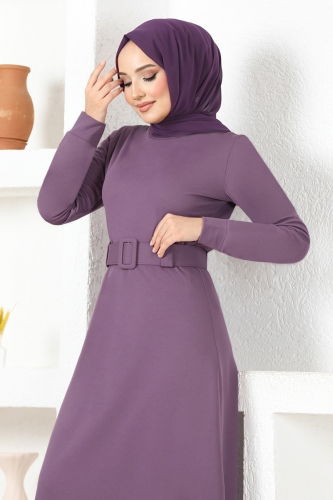 moda selvim Dress MSL3010 Dark Lilac - Thumbnail