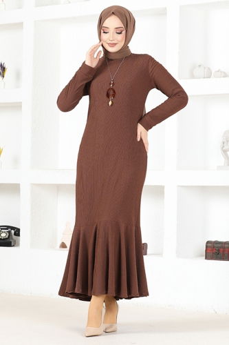 moda selvim Dress MSL5061 Brown - Thumbnail