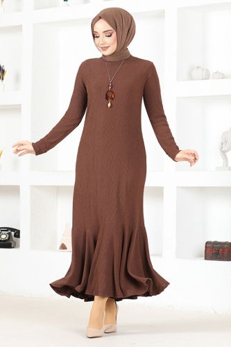 moda selvim Dress MSL5061 Brown - Thumbnail