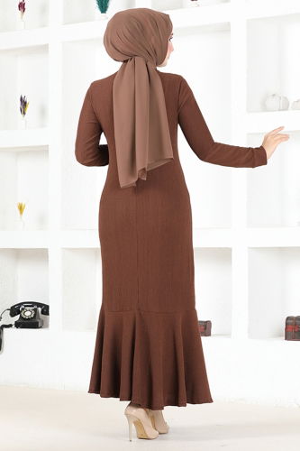 moda selvim Dress MSL5061 Brown - Thumbnail