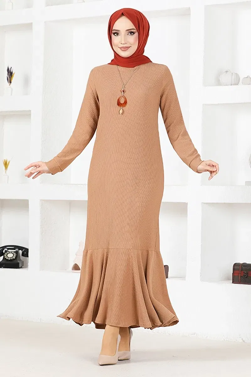 moda selvim DRESS MSL5061-M Latte - Thumbnail