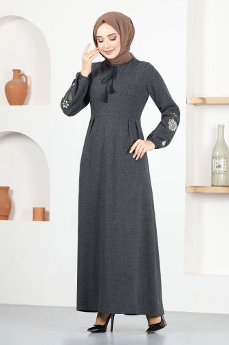 moda selvim Dress MSL8006 Anthracite - Thumbnail