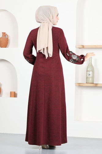 moda selvim Dress MSL8006 Burgundy - Thumbnail