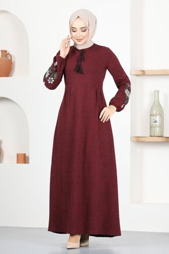 moda selvim Dress MSL8006 Burgundy - Thumbnail