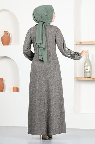 moda selvim الفستان بيج MSL8006-M - Thumbnail