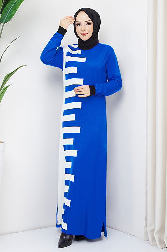 moda selvim DRESS MSV21206-M Indigo - Thumbnail