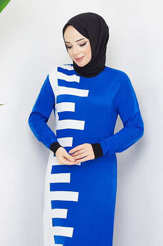 moda selvim DRESS MSV21206-M Indigo - Thumbnail