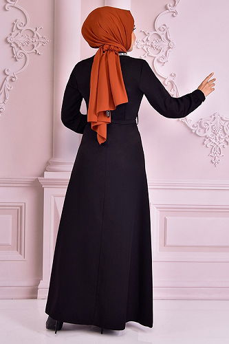 moda selvim DRESS NEV14451-M Black Crocodile - Thumbnail