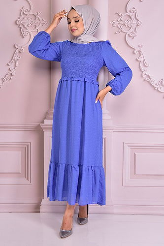 moda selvim DRESS NEV14612-M Blue - Thumbnail