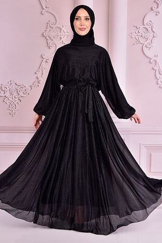 moda selvim DRESS NEV14755-M Black - Thumbnail