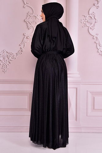 moda selvim الفستان أسود NEV14755-M - Thumbnail