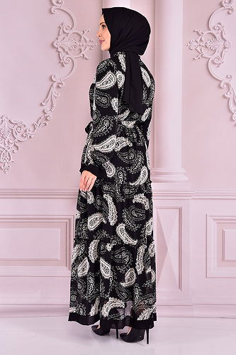 moda selvim DRESS NEV14860-M Black - Thumbnail