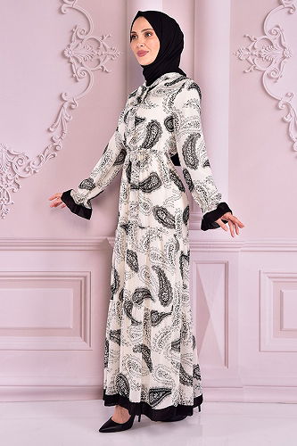 moda selvim الفستان أبيض NEV14860-M - Thumbnail