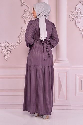 moda selvim DRESS NEV14871-M Lila - Thumbnail