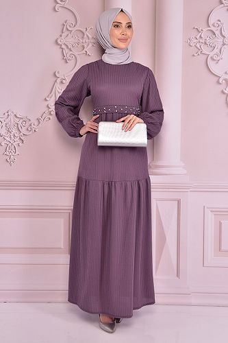 moda selvim الفستان ليلكي NEV14871-M - Thumbnail