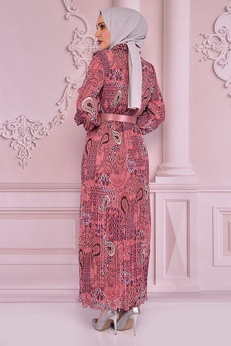 moda selvim DRESS NEV14928-M Rose Dried - Thumbnail