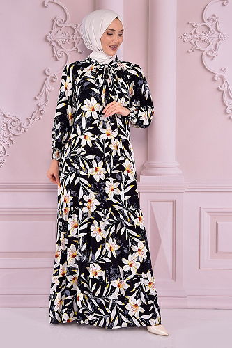 moda selvim DRESS NEV14937-M Black - Thumbnail