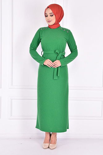 moda selvim DRESS NEV14979-M Green - Thumbnail