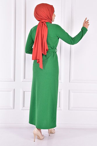 moda selvim الفستان أخضر NEV14979-M - Thumbnail