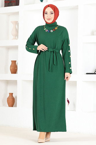 moda selvim الفستان زيتي NFC4436-M - Thumbnail