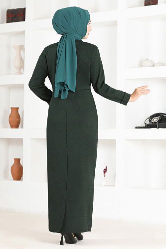 moda selvim DRESS NYA2661-M Emerald - Thumbnail